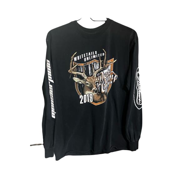 Whitetails Unlimited T Shirt Men's M Black Ultra Cotton Deer Camp Matthews 2019 - Picture 1 of 8